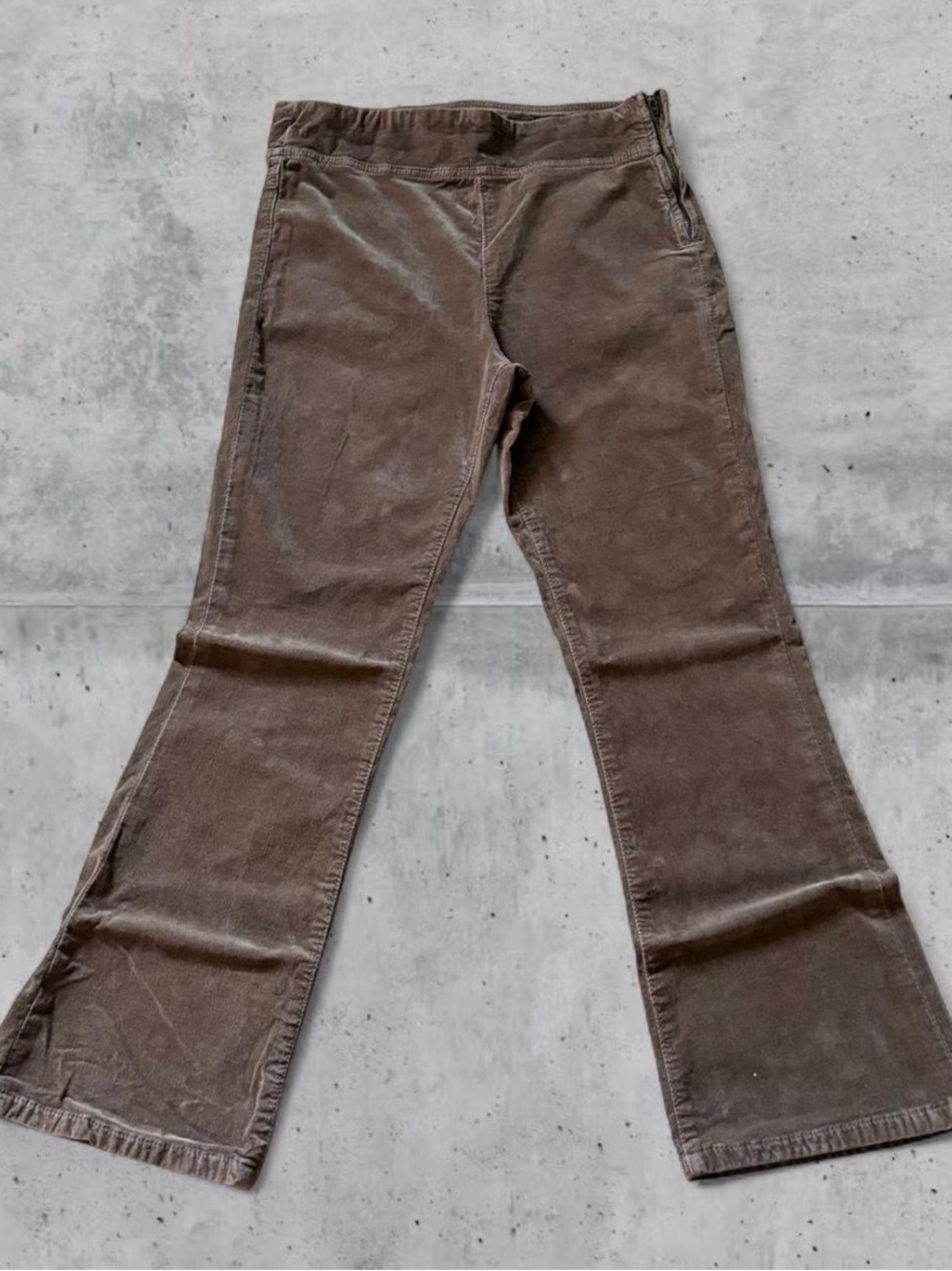 Women’s Brown Corduroy Side Zip Mid Rise Jeans Boot Cut Flared Fit Boho Western